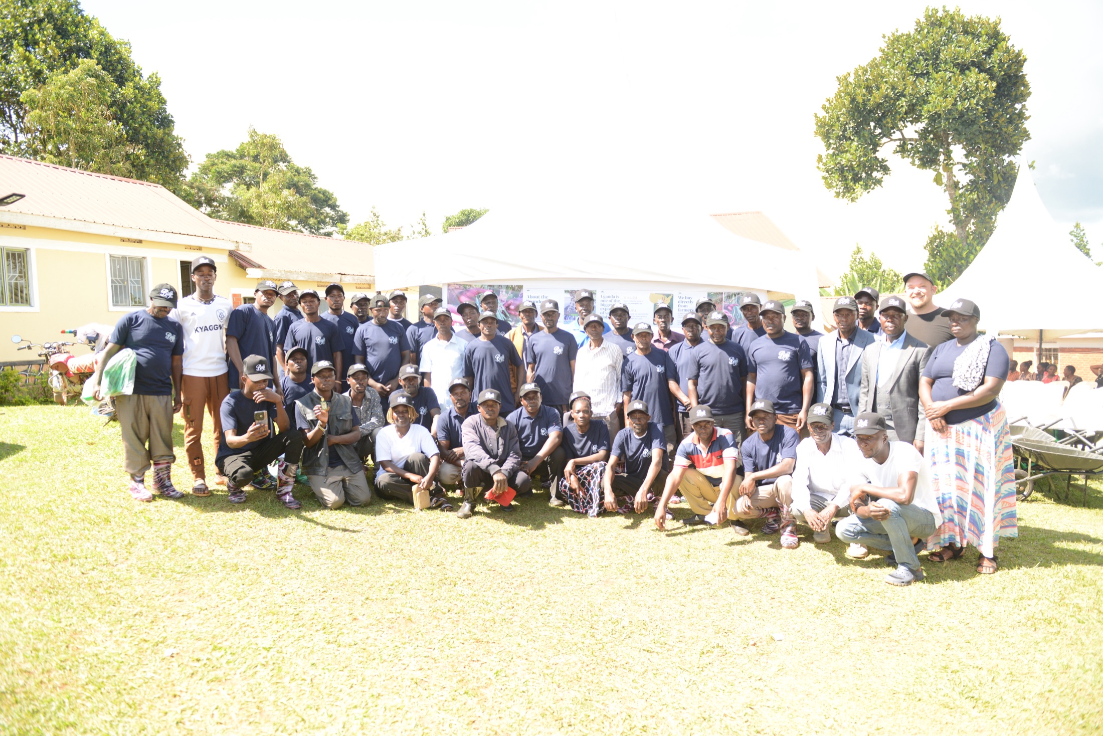 The farmers of the Buji Vanilla programme gathered on the lawn at RASD, Nkokonjeru